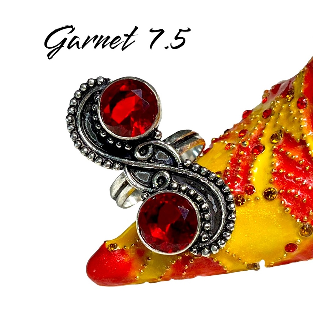 Faux Garnet boho/ethnic and sterling ring -ethnic feel